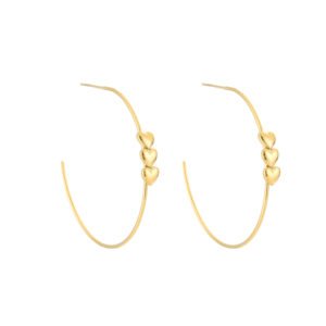 Hoops oorbellen met drie hartjes