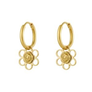 Oorbellen met bloem/roos bedel