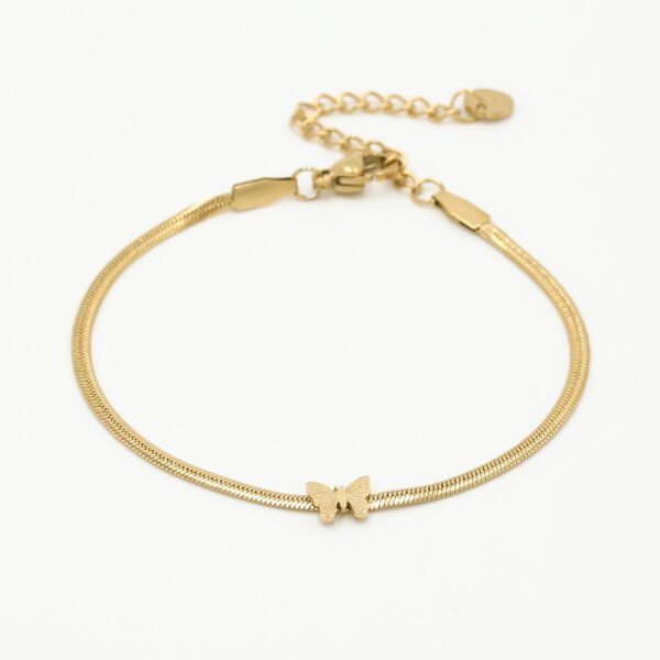 Plat armbandje met vlinder - Afbeelding 4