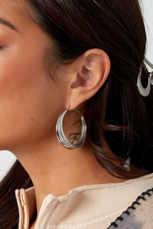 Oorbellen half effen en half print - Afbeelding 2