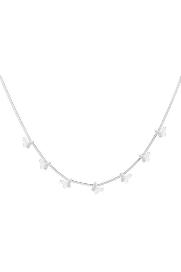 Platte schakel ketting met vlinders - Afbeelding 2