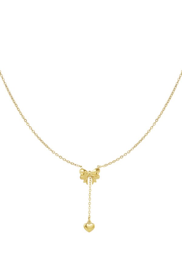 Ketting met strik en hartje hanger