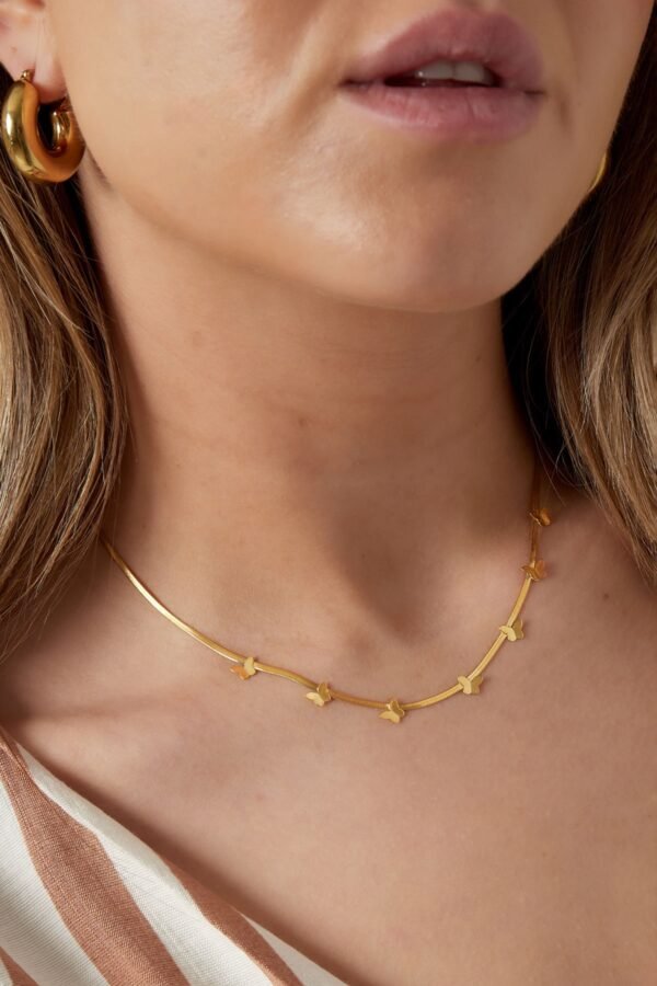 Platte schakel ketting met vlinders - Afbeelding 3