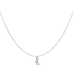 Ketting met halve maan bedel en diamant