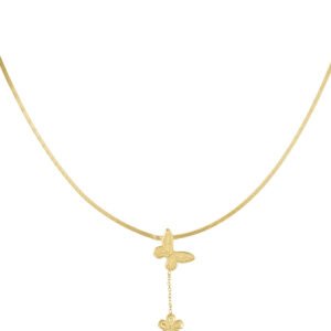 Klassieke ketting met vlinder en bloem bedel